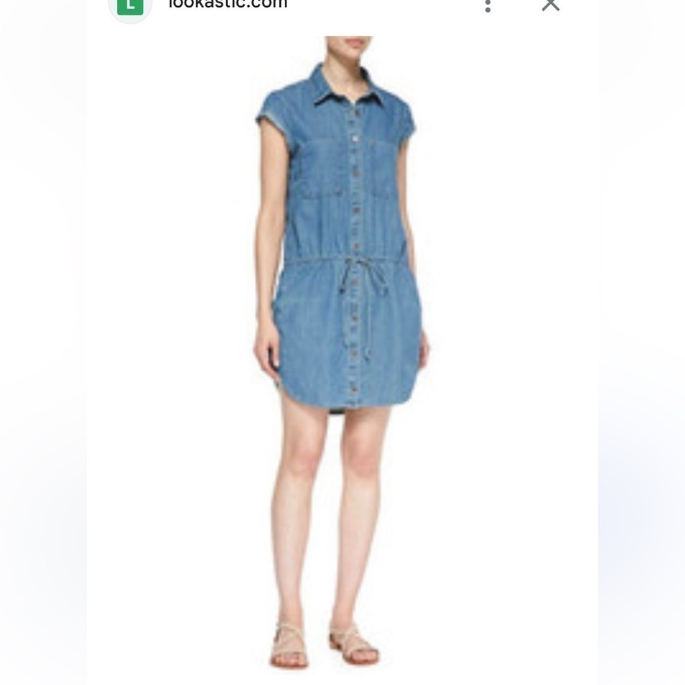 Paige Mila blue jeans short sleeve dress shirt size XS button front